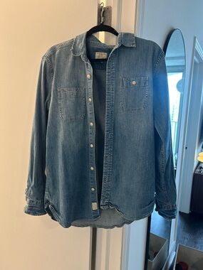 Classic Denim Button-Up Shirt in Medium Blue